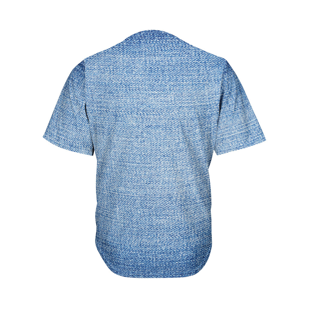 Classic Blue Denim Jeans Print Men's Baseball Jersey