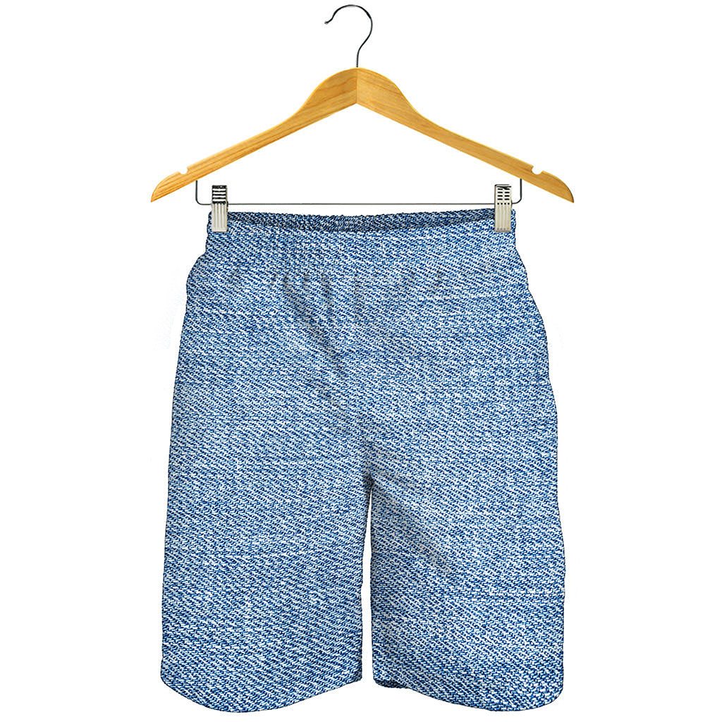 Classic Blue Denim Jeans Print Men's Shorts