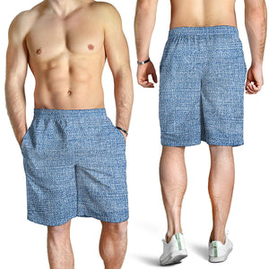 Classic Blue Denim Jeans Print Men's Shorts