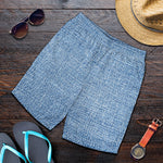 Classic Blue Denim Jeans Print Men's Shorts