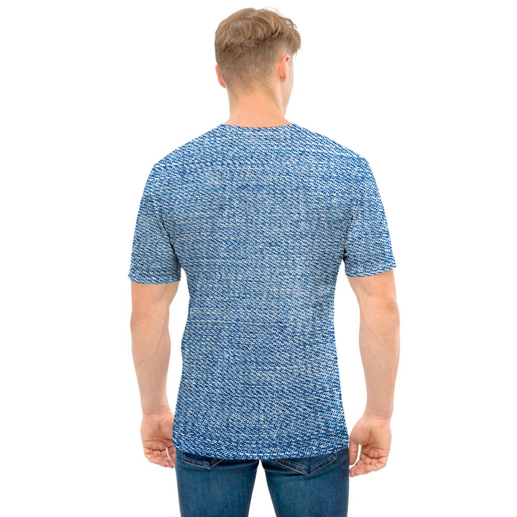 Classic Blue Denim Jeans Print Men's T-Shirt