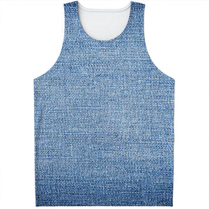 Classic Blue Denim Jeans Print Men's Tank Top