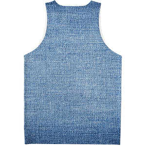 Classic Blue Denim Jeans Print Men's Tank Top