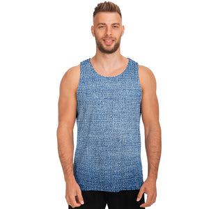 Classic Blue Denim Jeans Print Men's Tank Top