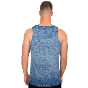 Classic Blue Denim Jeans Print Men's Tank Top