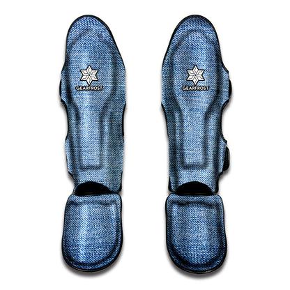 Classic Blue Denim Jeans Print Muay Thai Shin Guard