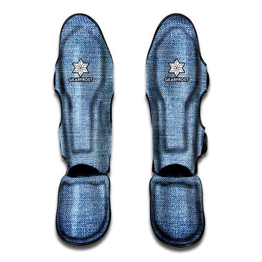 Classic Blue Denim Jeans Print Muay Thai Shin Guard