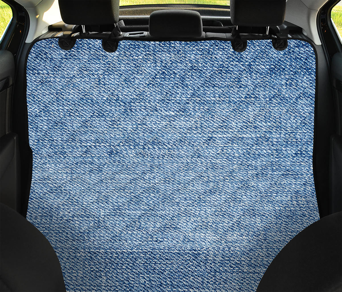 Classic Blue Denim Jeans Print Pet Car Back Seat Cover