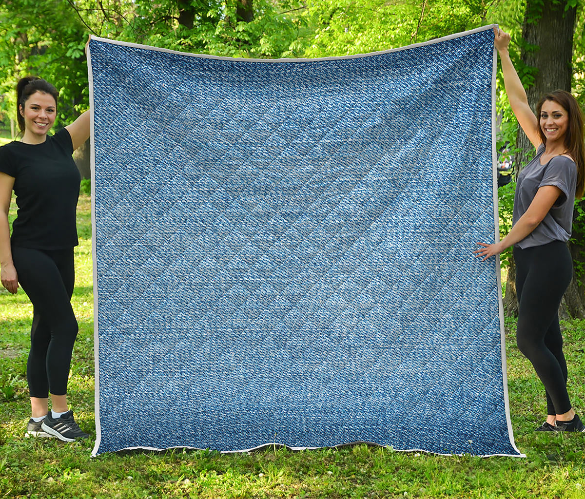 Classic Blue Denim Jeans Print Quilt