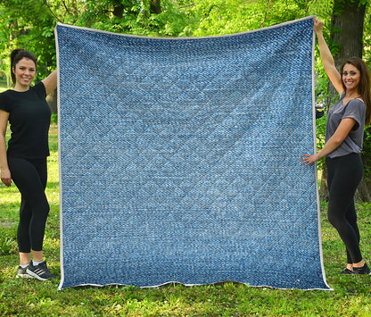 Classic Blue Denim Jeans Print Quilt