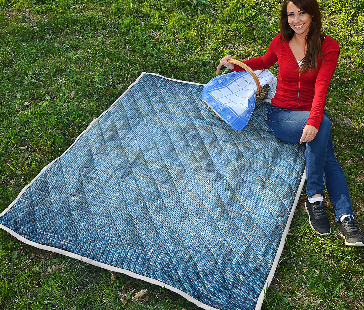 Classic Blue Denim Jeans Print Quilt