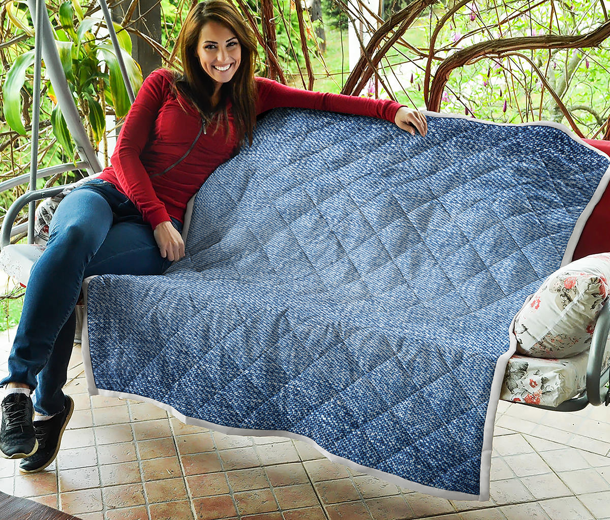 Classic Blue Denim Jeans Print Quilt