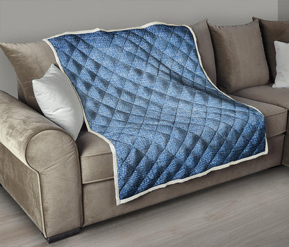 Classic Blue Denim Jeans Print Quilt