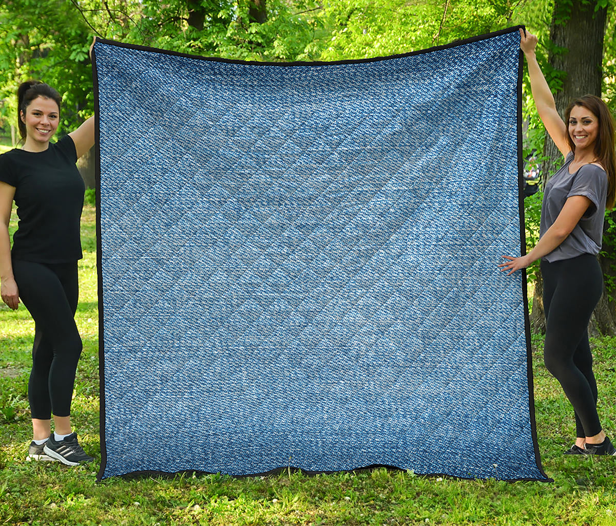 Classic Blue Denim Jeans Print Quilt