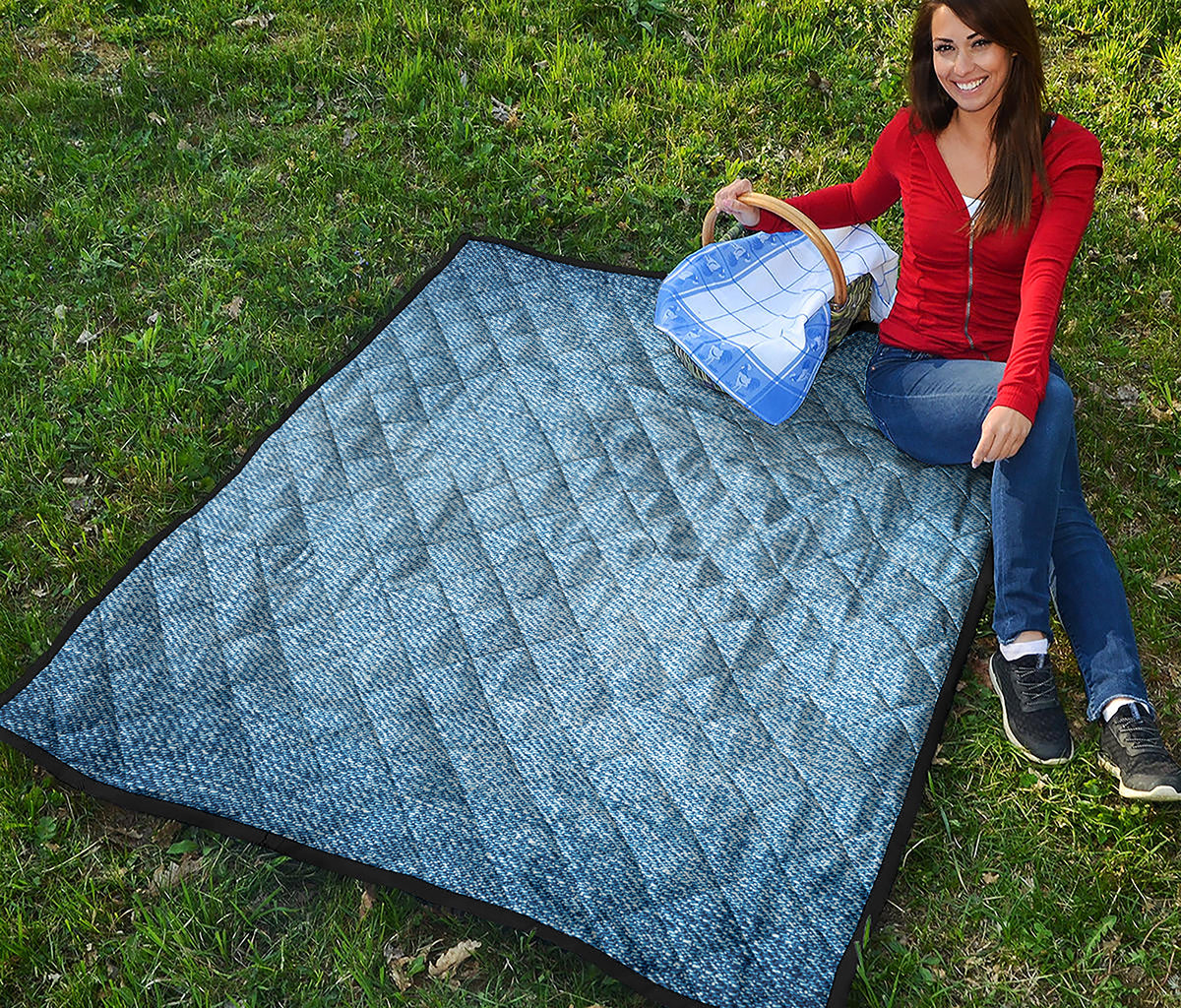 Classic Blue Denim Jeans Print Quilt