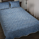 Classic Blue Denim Jeans Print Quilt Bed Set