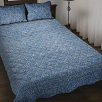 Classic Blue Denim Jeans Print Quilt Bed Set