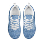 Classic Blue Denim Jeans Print White Sneakers