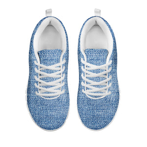 Classic Blue Denim Jeans Print White Sneakers