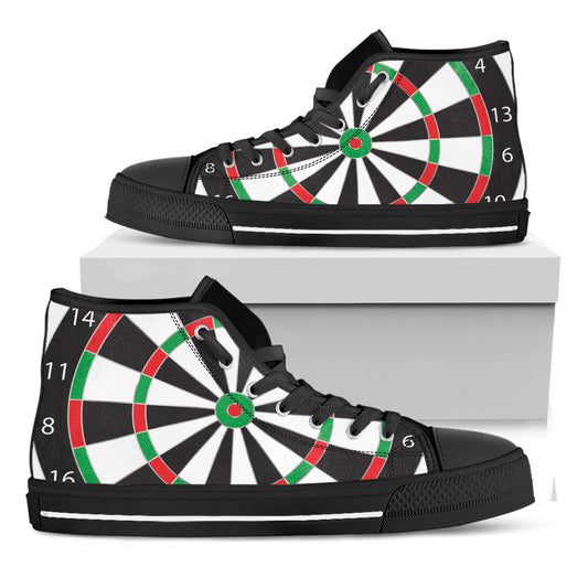 Classic Dartboard Print Black High Top Shoes
