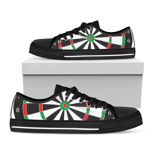 Classic Dartboard Print Black Low Top Shoes 