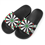 Classic Dartboard Print Black Slide Sandals