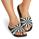 Classic Dartboard Print Black Slide Sandals