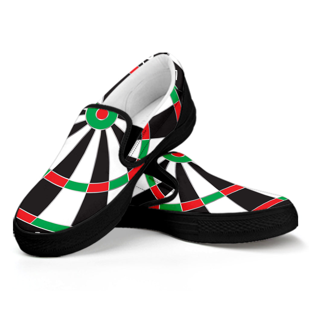 Classic Dartboard Print Black Slip On Shoes