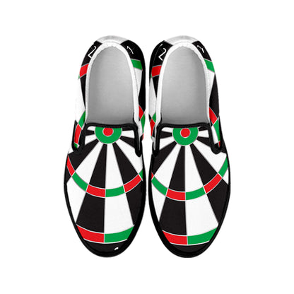 Classic Dartboard Print Black Slip On Shoes