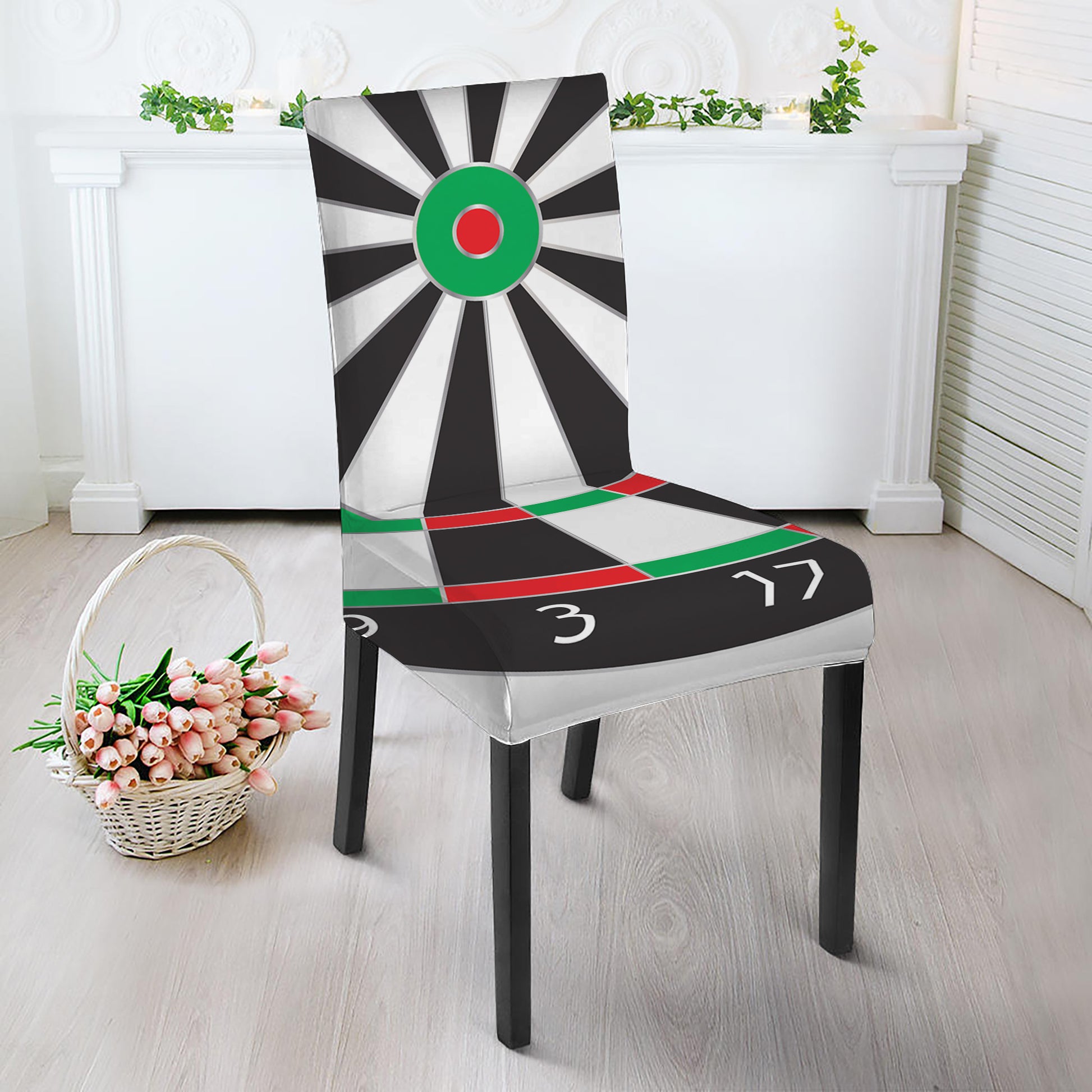 Classic Dartboard Print Dining Chair Slipcover