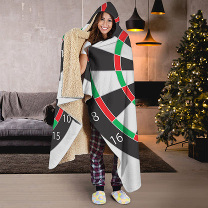 Classic Dartboard Print Hooded Blanket