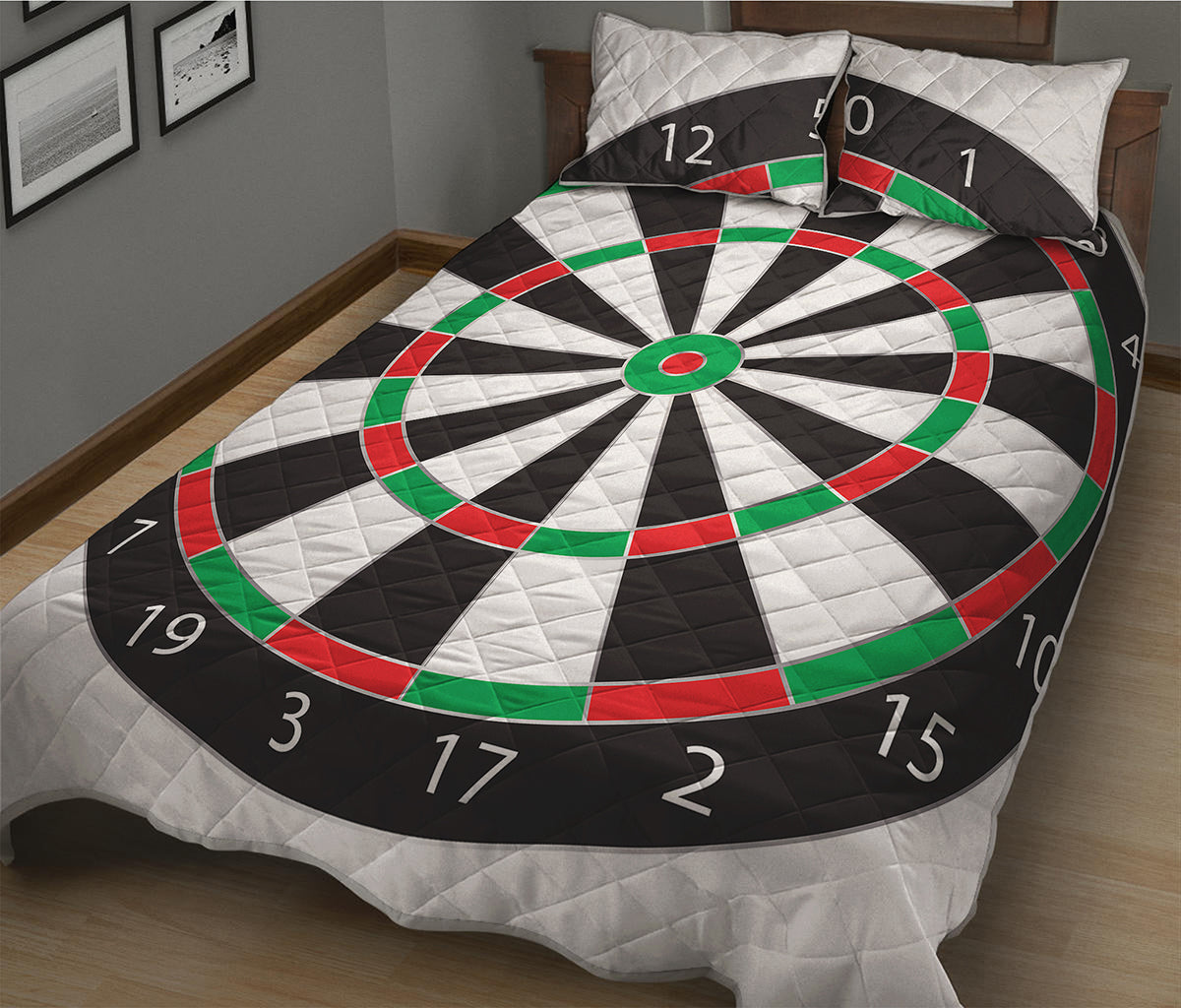 Classic Dartboard Print Quilt Bed Set