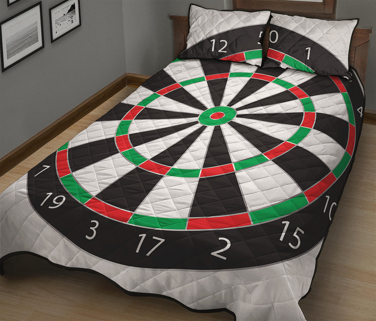 Classic Dartboard Print Quilt Bed Set