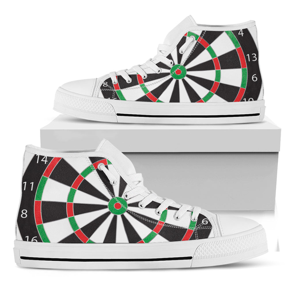 Classic Dartboard Print White High Top Shoes