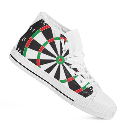 Classic Dartboard Print White High Top Shoes