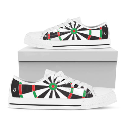 Classic Dartboard Print White Low Top Shoes