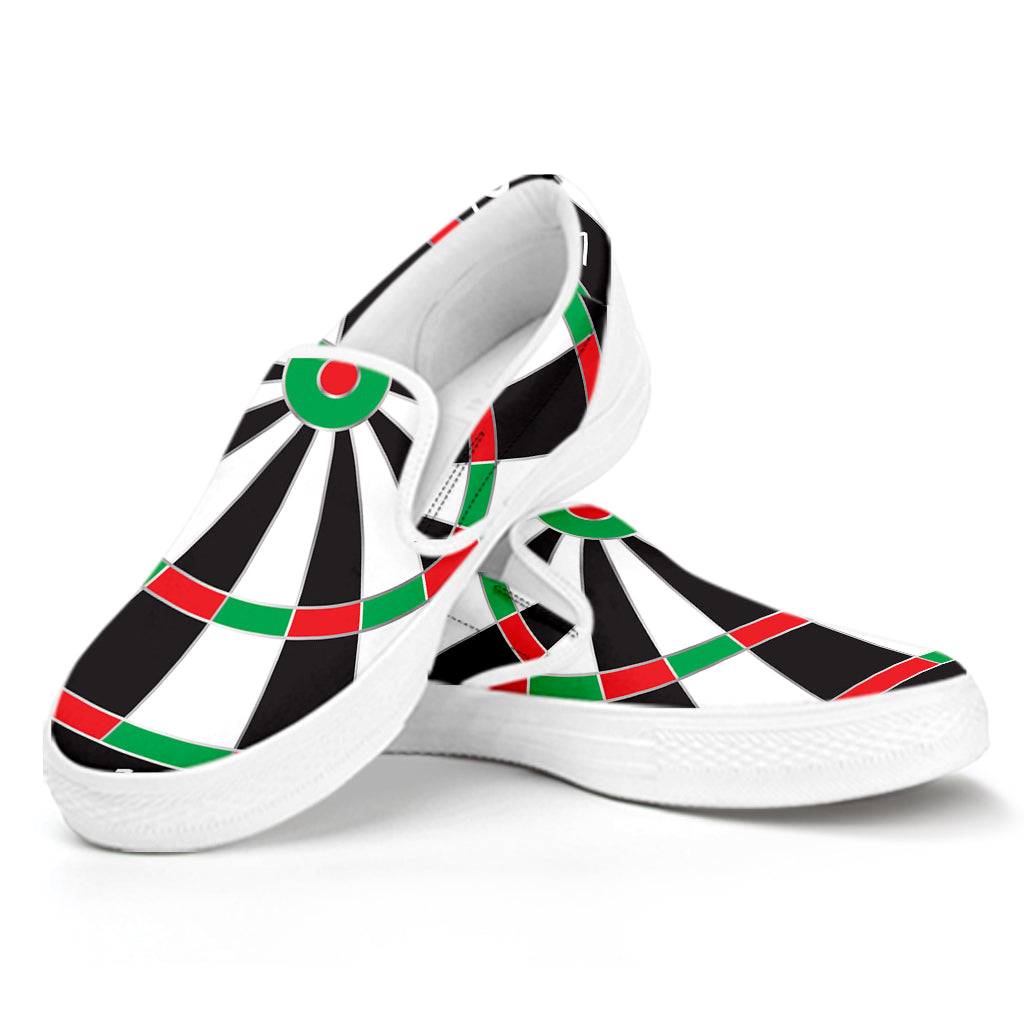 Classic Dartboard Print White Slip On Shoes