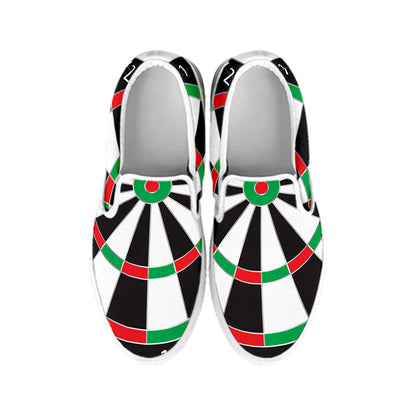 Classic Dartboard Print White Slip On Shoes