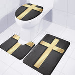 Classic Golden Cross Print 3 Piece Bath Mat Set