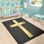 Classic Golden Cross Print Area Rug