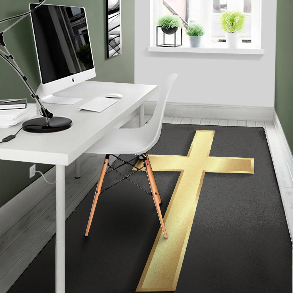 Classic Golden Cross Print Area Rug