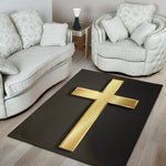 Classic Golden Cross Print Area Rug