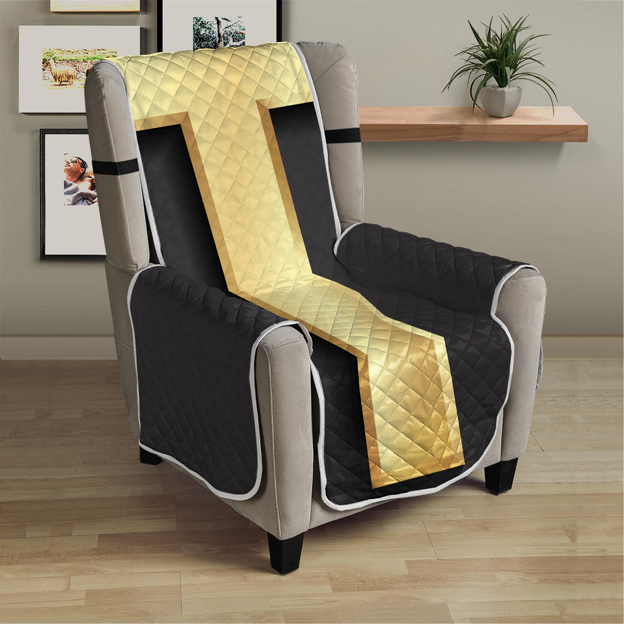 Classic Golden Cross Print Armchair Protector