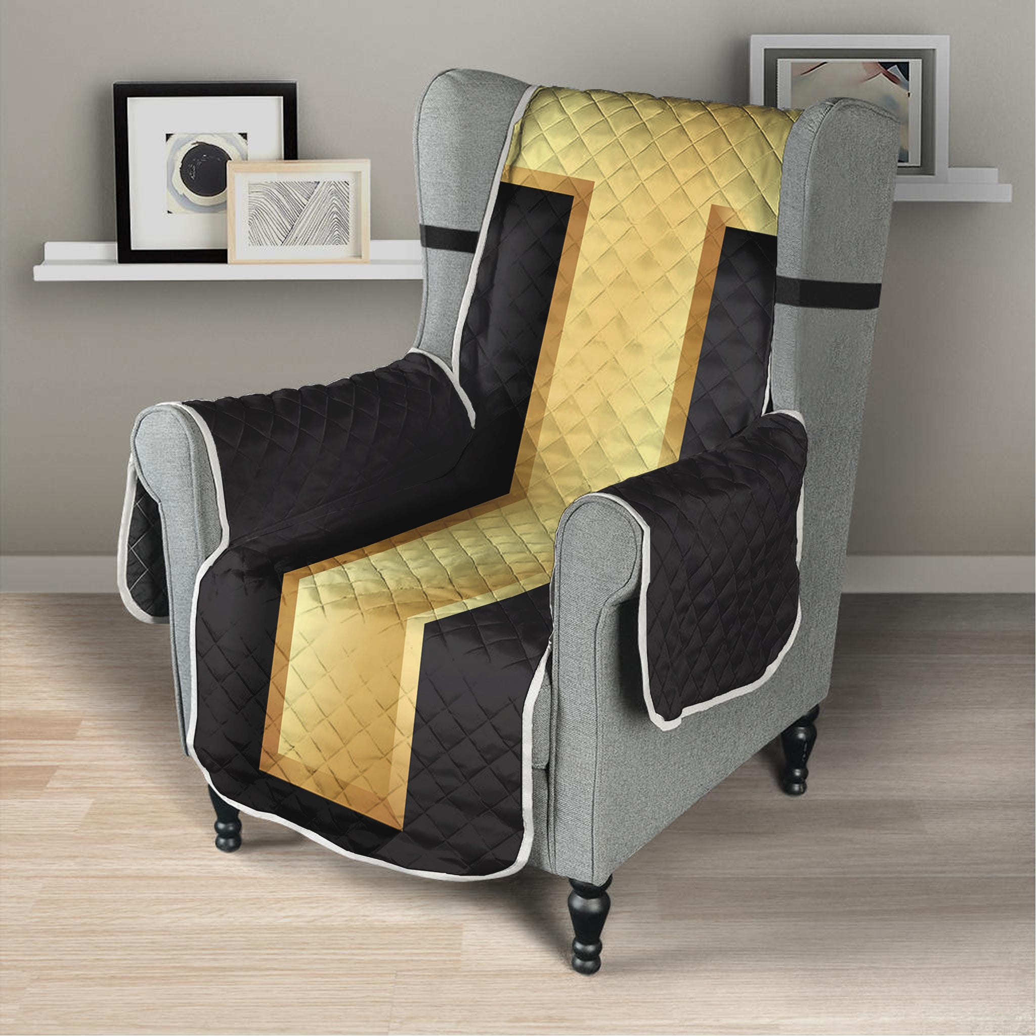 Classic Golden Cross Print Armchair Protector