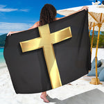 Classic Golden Cross Print Beach Sarong Wrap