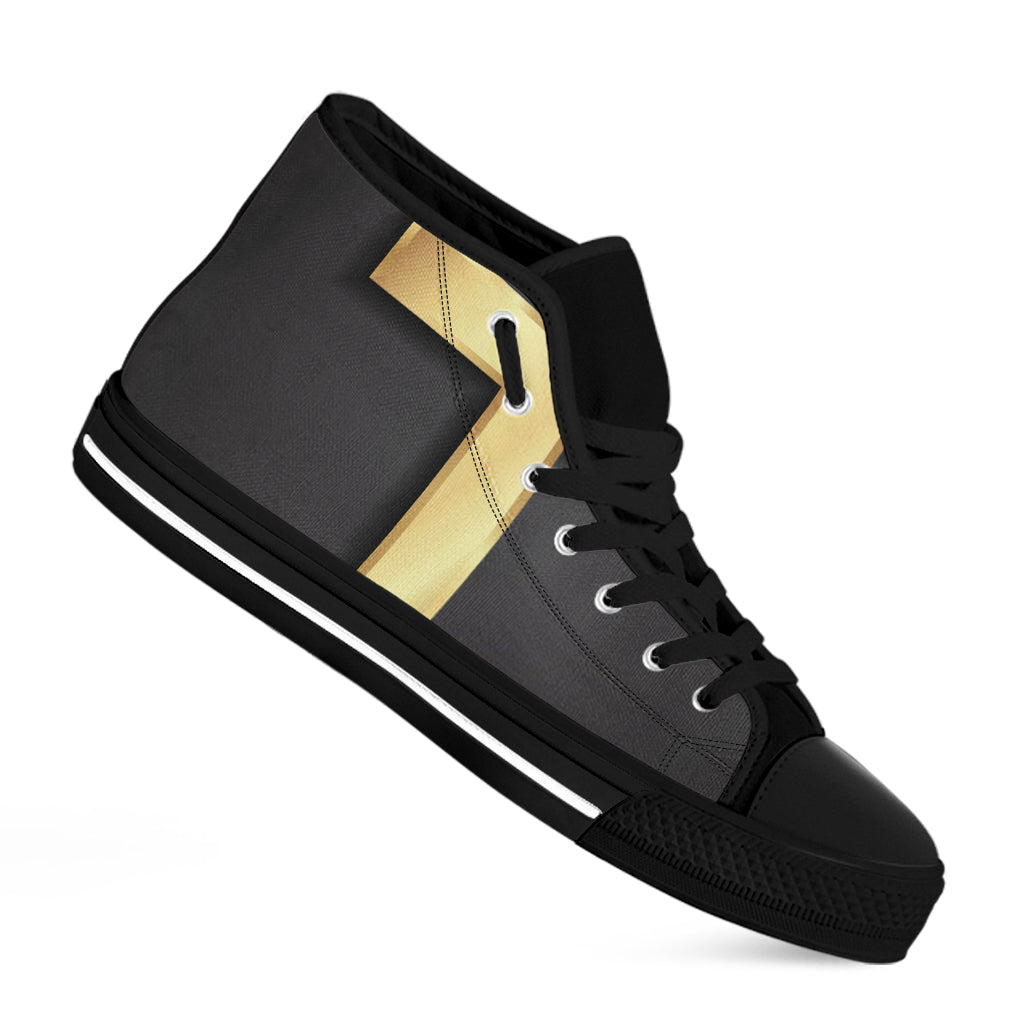 Classic Golden Cross Print Black High Top Shoes