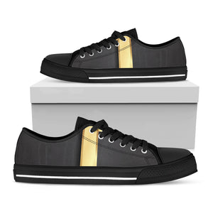 Classic Golden Cross Print Black Low Top Shoes