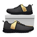 Classic Golden Cross Print Black Running Shoes