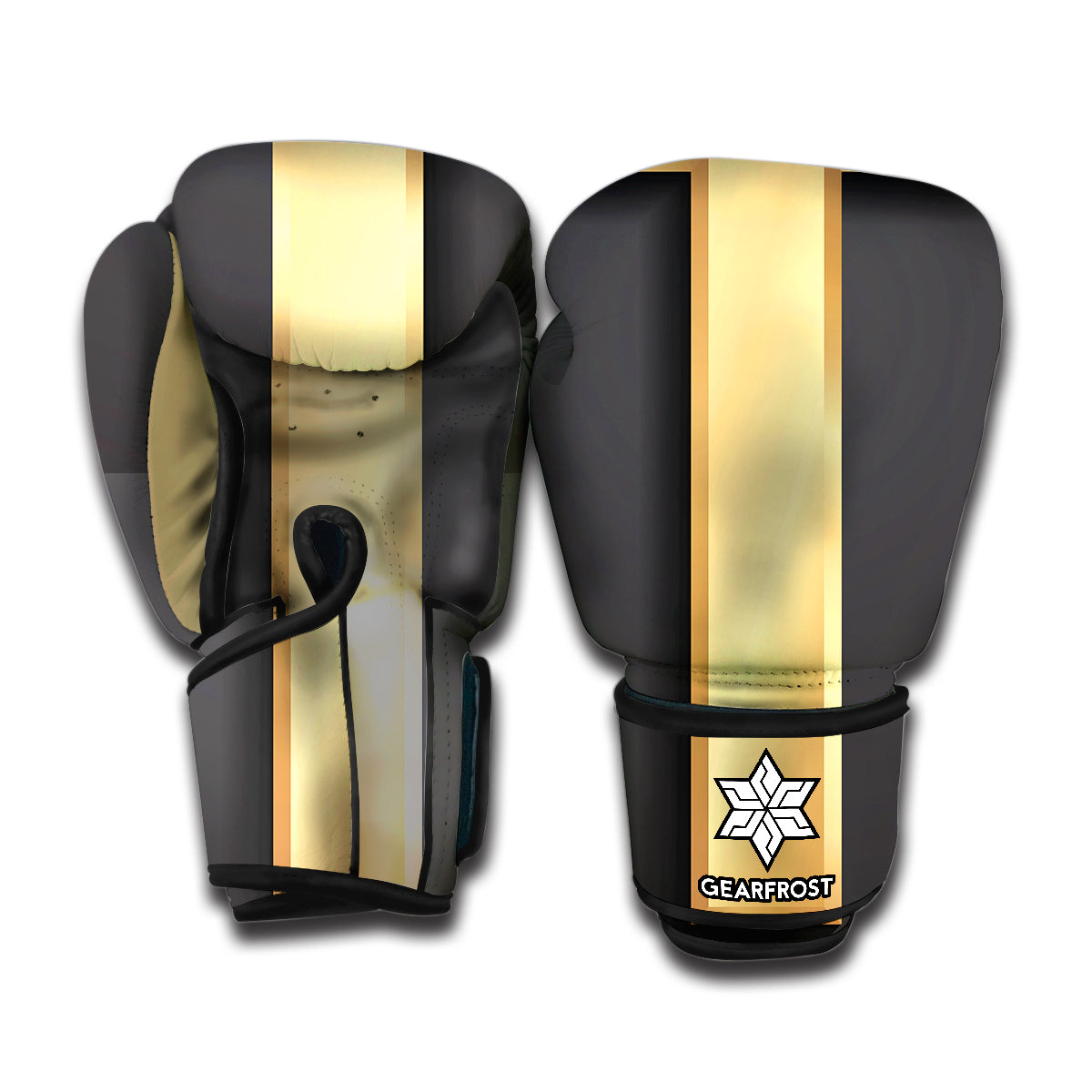 Classic Golden Cross Print Boxing Gloves