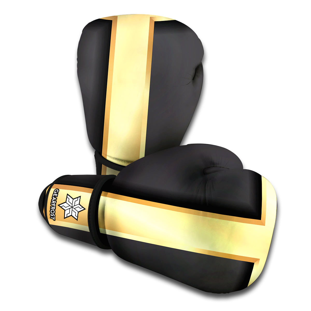 Classic Golden Cross Print Boxing Gloves